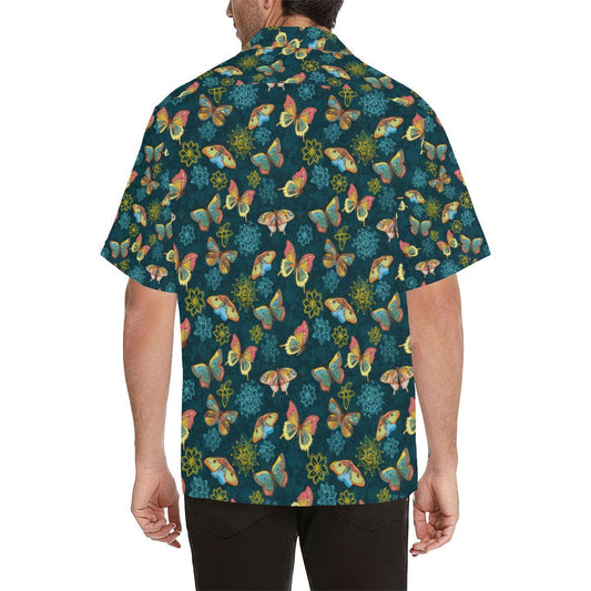 Butterfly Hand Draw Print Pattern Men Aloha Hawaiian Shirt