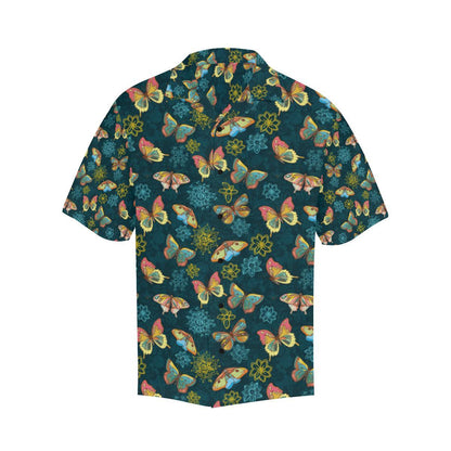 Butterfly Hand Draw Print Pattern Men Aloha Hawaiian Shirt