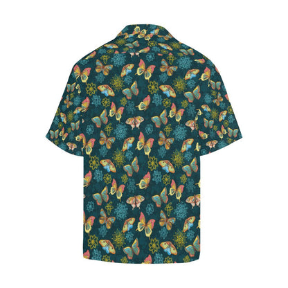 Butterfly Hand Draw Print Pattern Men Aloha Hawaiian Shirt