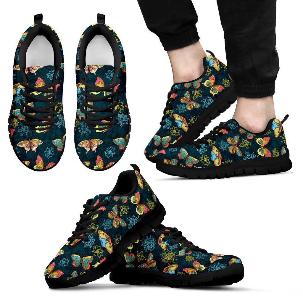 Butterfly Hand Draw Print Pattern Men Sneakers Shoes