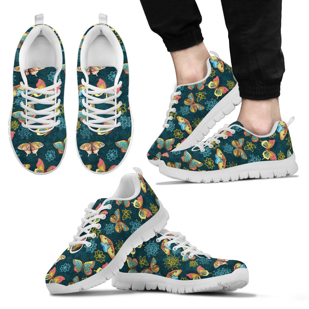 Butterfly Hand Draw Print Pattern Men Sneakers Shoes