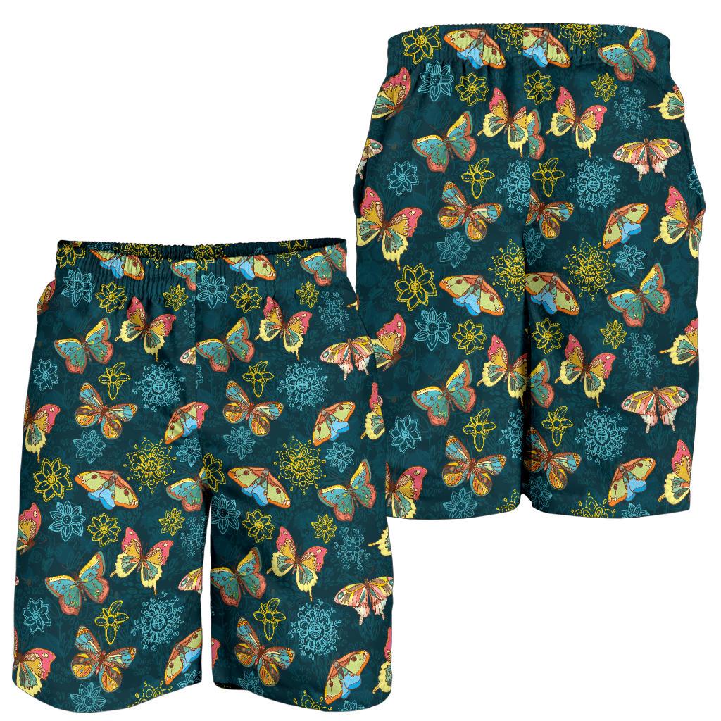 Butterfly Hand Draw Print Pattern Mens Shorts-JTAMIGO.COM