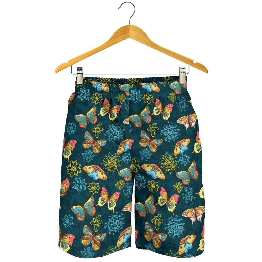 Butterfly Hand Draw Print Pattern Mens Shorts-JTAMIGO.COM
