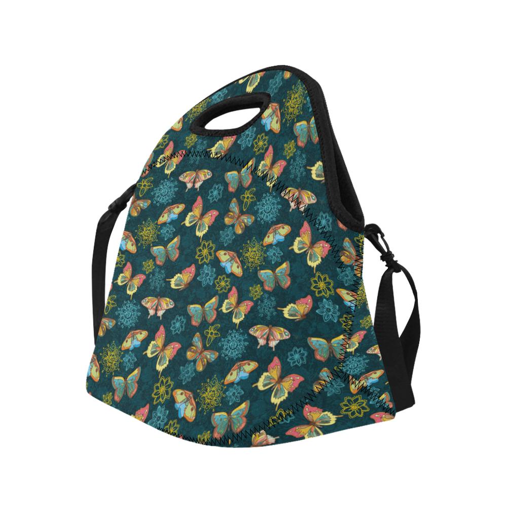 Butterfly Hand Draw Print Pattern Neoprene Lunch Bag (Model 1669)(Large)-JTAMIGO.COM