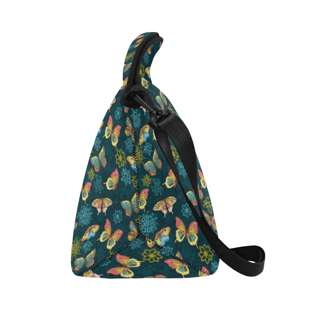 Butterfly Hand Draw Print Pattern Neoprene Lunch Bag (Model 1669)(Large)-JTAMIGO.COM