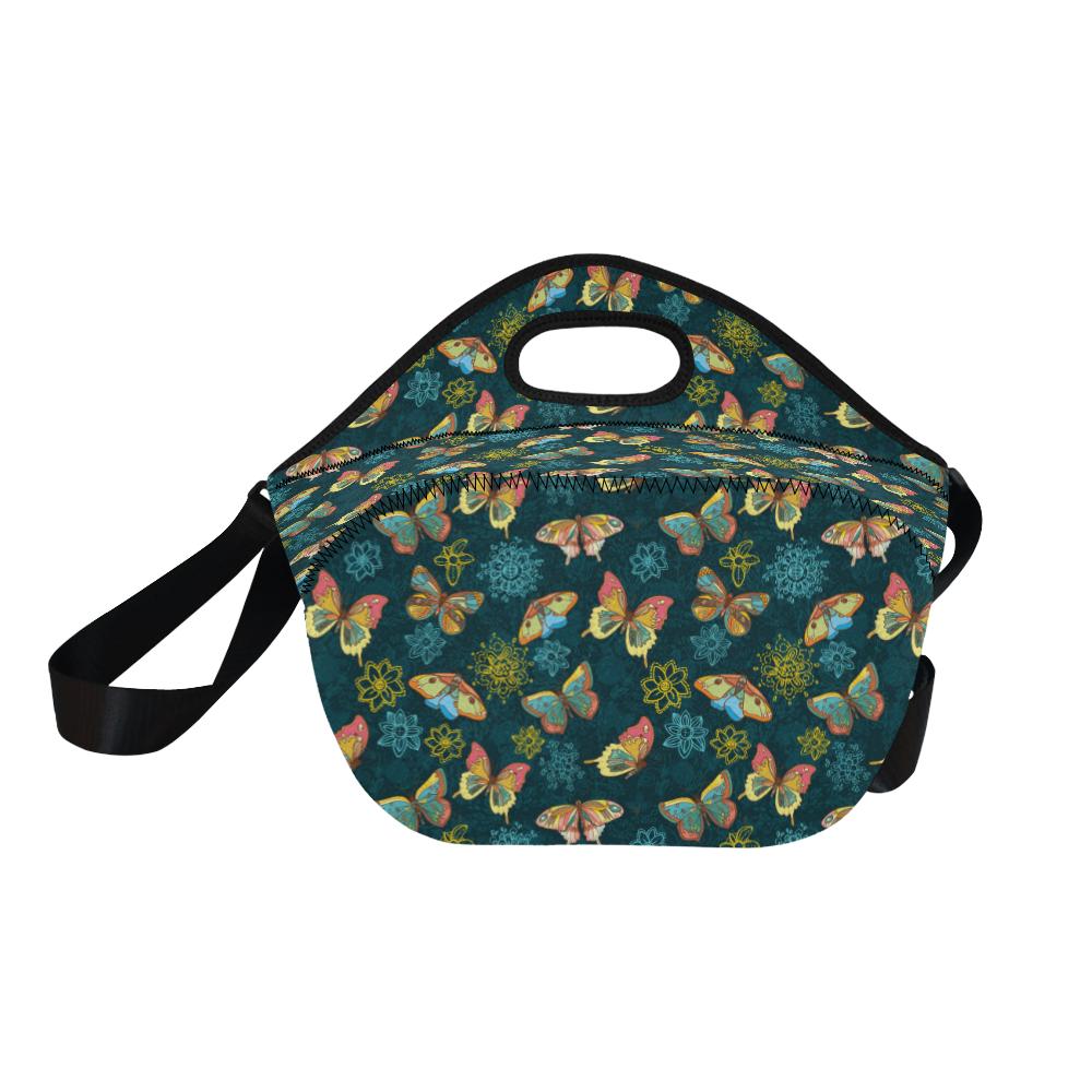 Butterfly Hand Draw Print Pattern Neoprene Lunch Bag (Model 1669)(Large)-JTAMIGO.COM