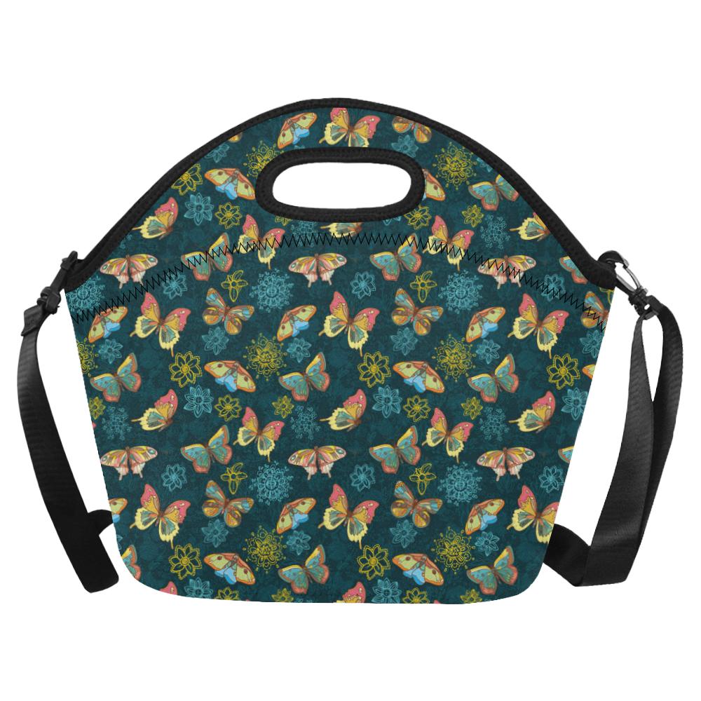 Butterfly Hand Draw Print Pattern Neoprene Lunch Bag (Model 1669)(Large)-JTAMIGO.COM