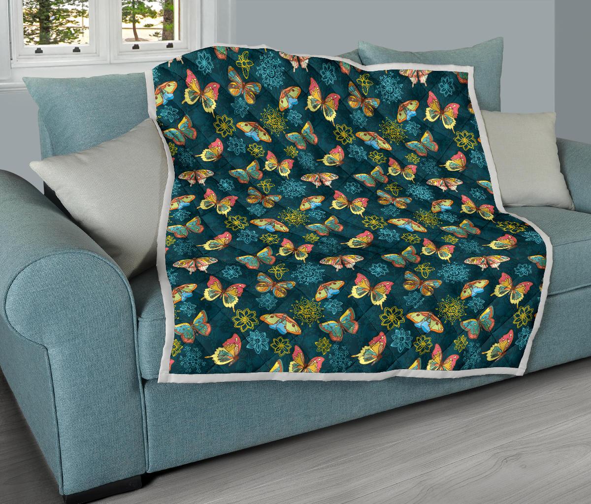 Butterfly Hand Draw Print Pattern Premium Quilt-JTAMIGO.COM
