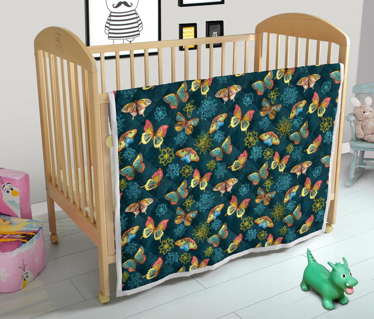 Butterfly Hand Draw Print Pattern Premium Quilt-JTAMIGO.COM