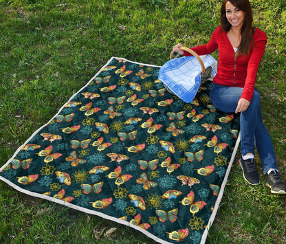 Butterfly Hand Draw Print Pattern Premium Quilt-JTAMIGO.COM
