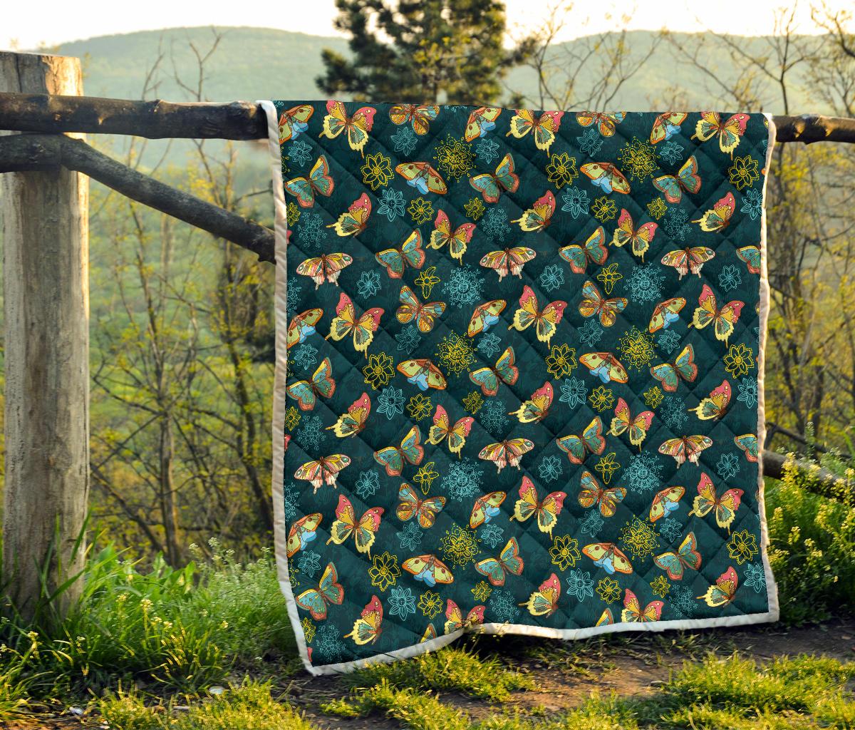 Butterfly Hand Draw Print Pattern Premium Quilt-JTAMIGO.COM