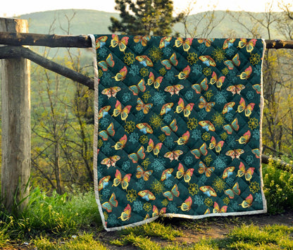 Butterfly Hand Draw Print Pattern Premium Quilt-JTAMIGO.COM