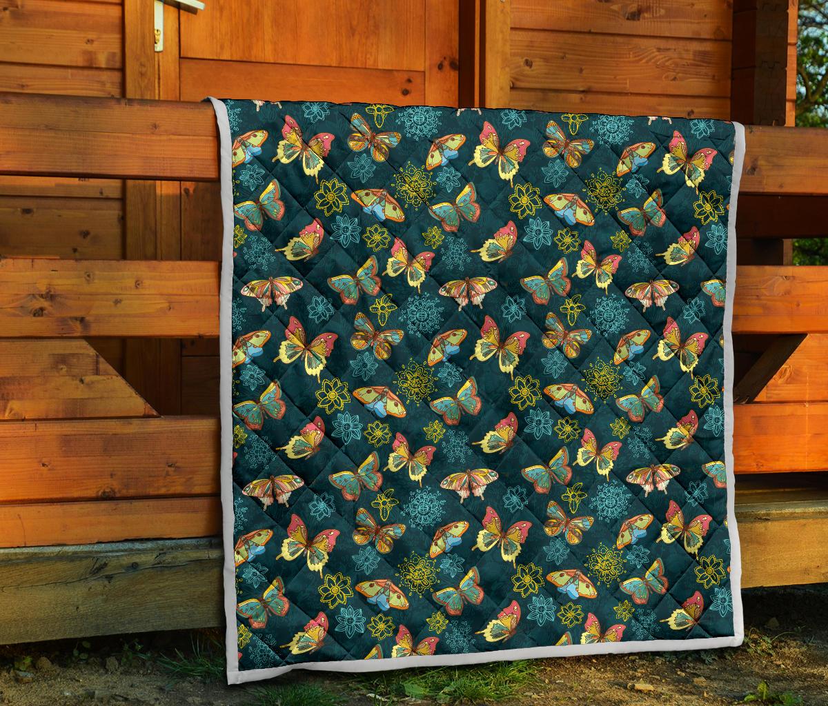 Butterfly Hand Draw Print Pattern Premium Quilt-JTAMIGO.COM