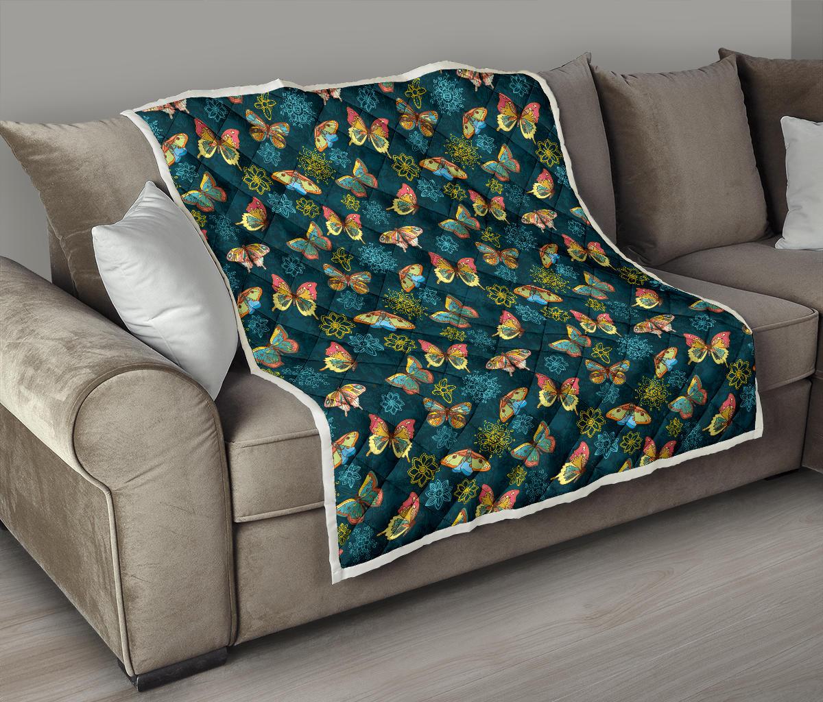 Butterfly Hand Draw Print Pattern Premium Quilt-JTAMIGO.COM