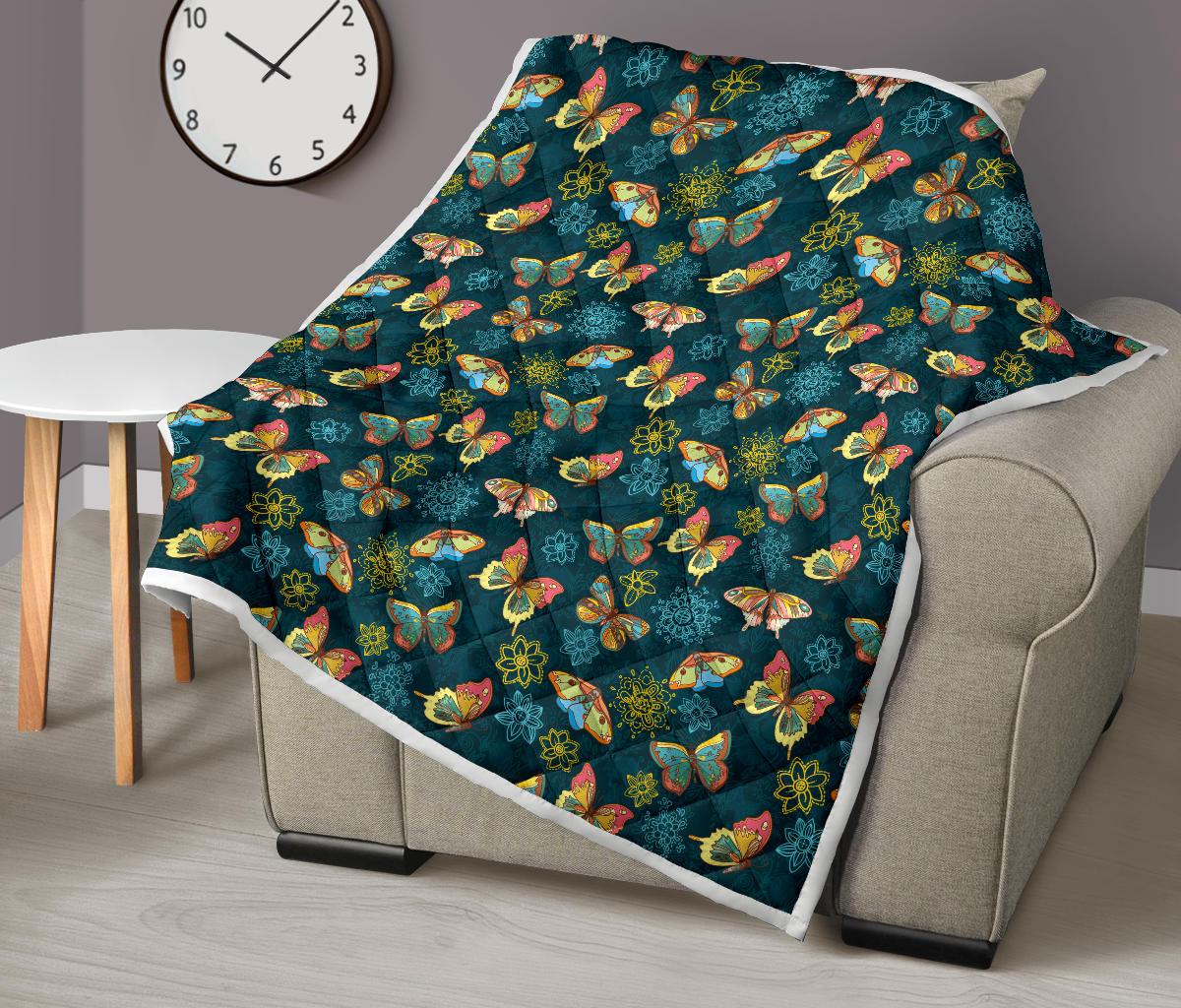 Butterfly Hand Draw Print Pattern Premium Quilt-JTAMIGO.COM