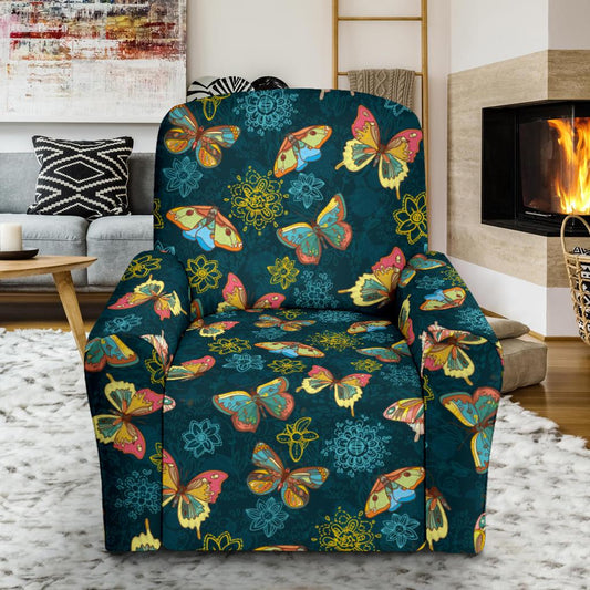 Butterfly Hand Draw Print Pattern Single Sofa Slipcover -JTAMIGO.COM
