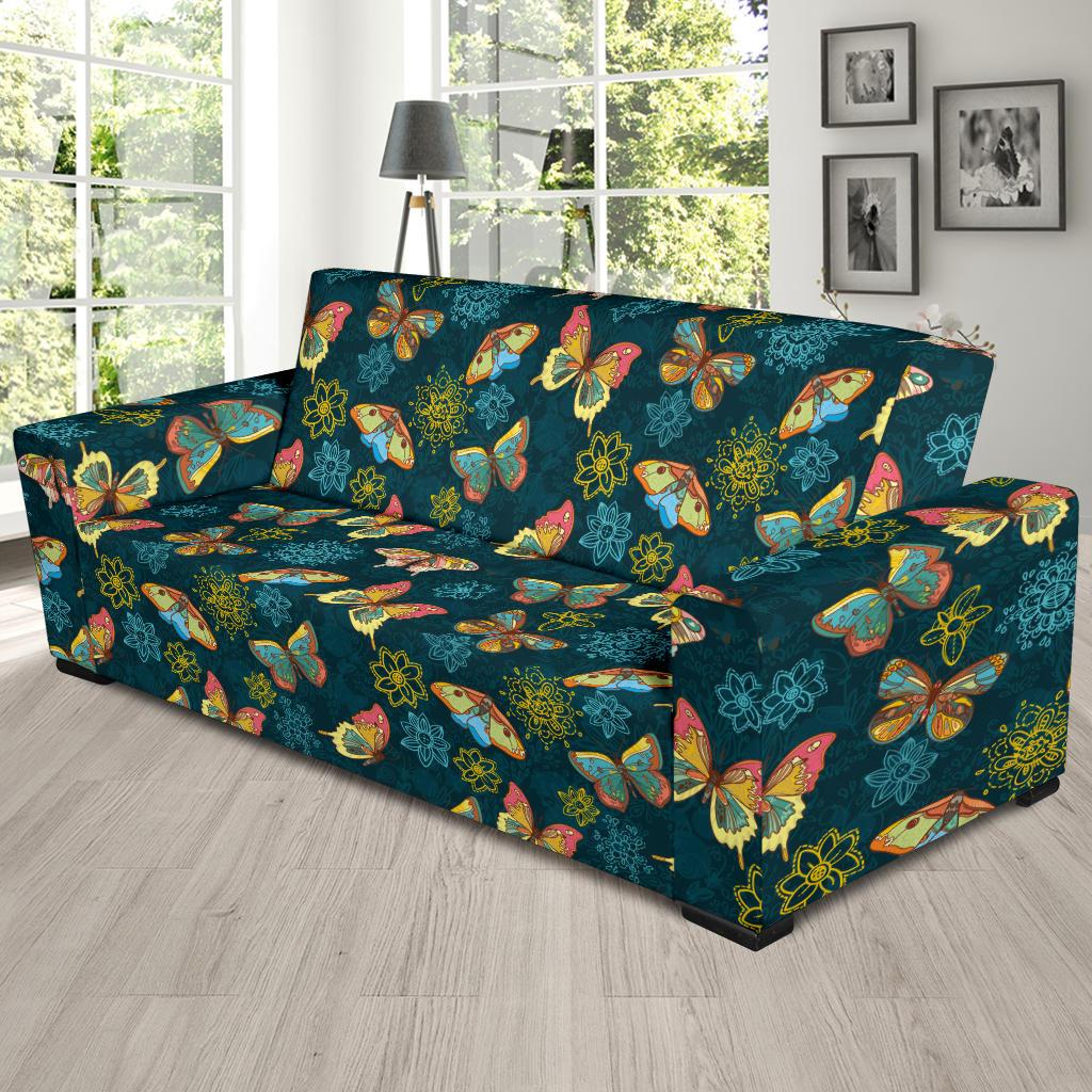 Butterfly Hand Draw Print Pattern Sofa Slipcover-JTAMIGO.COM