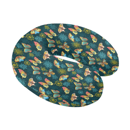 Butterfly Hand Draw Print Pattern U-Shaped Travel Neck Pillow-JTAMIGO.COM