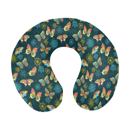 Butterfly Hand Draw Print Pattern U-Shaped Travel Neck Pillow-JTAMIGO.COM