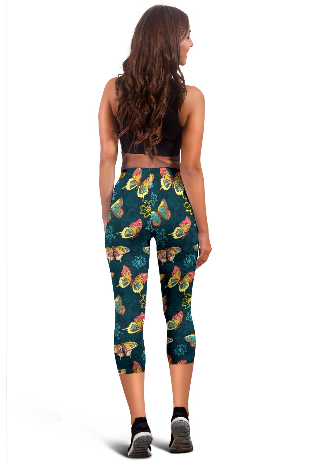 Butterfly Hand Draw Print Pattern Women Capris