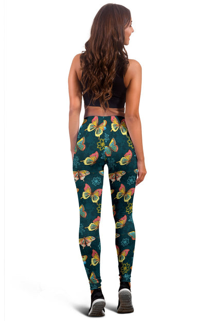 Butterfly Hand Draw Print Pattern Women Leggings