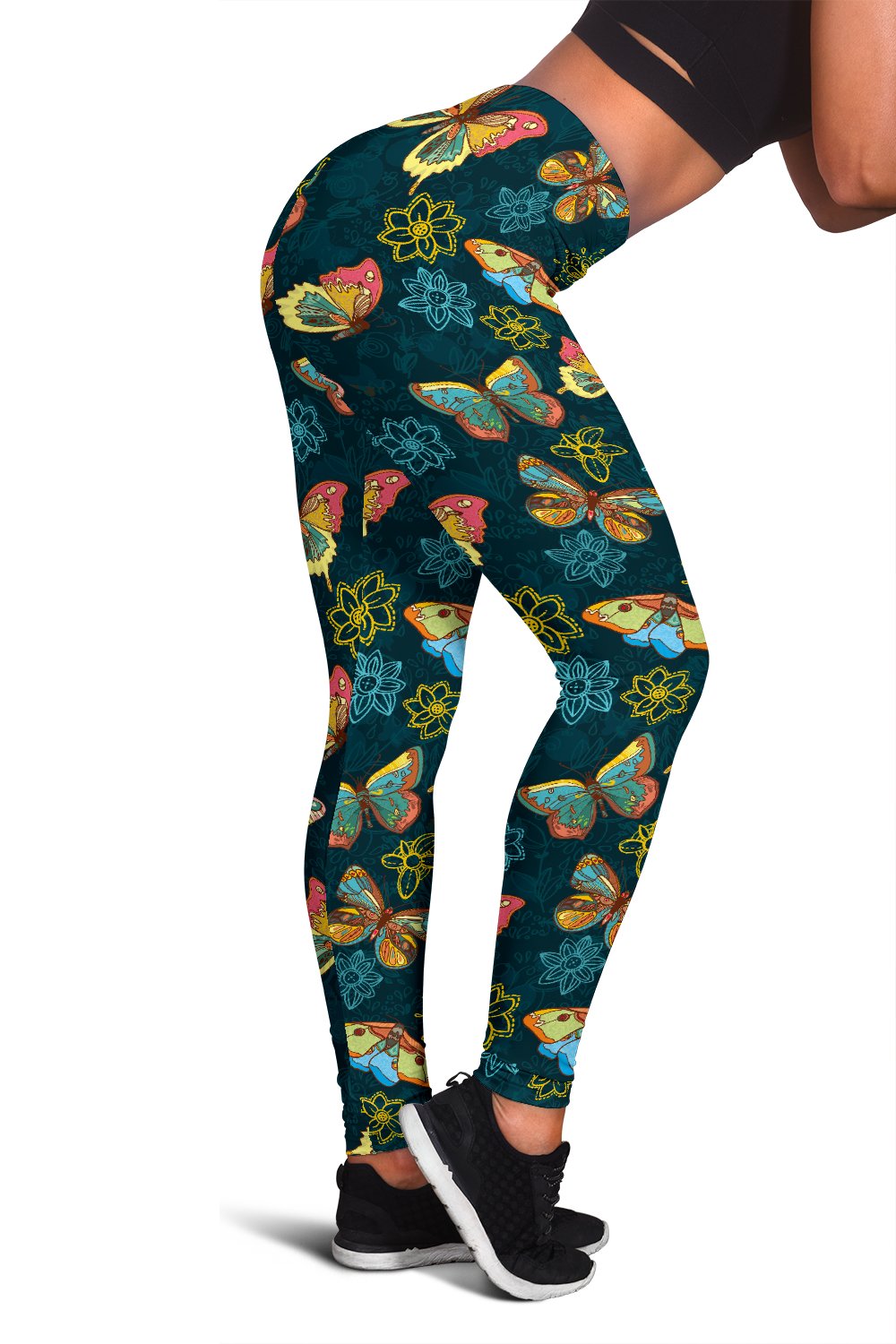 Butterfly Hand Draw Print Pattern Women Leggings