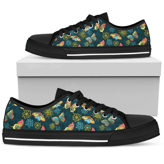 Butterfly Hand Draw Print Pattern Women Low Top Shoes