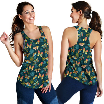 Butterfly Hand Draw Print Pattern Women Racerback Tank Top