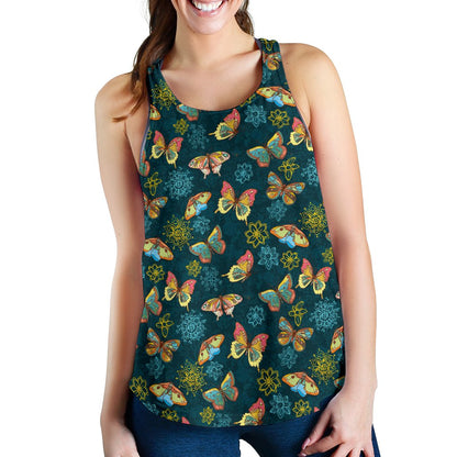 Butterfly Hand Draw Print Pattern Women Racerback Tank Top