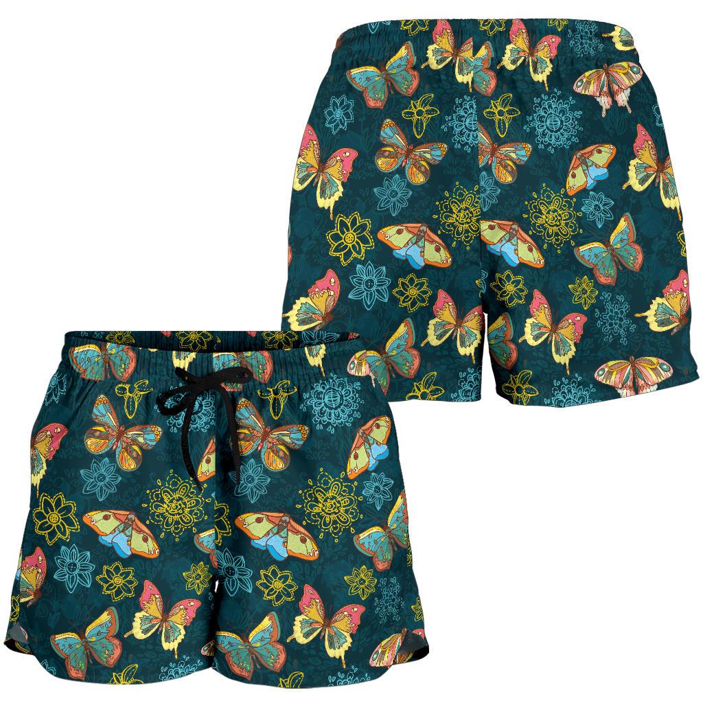 Butterfly Hand Draw Print Pattern Women Shorts-JTAMIGO.COM