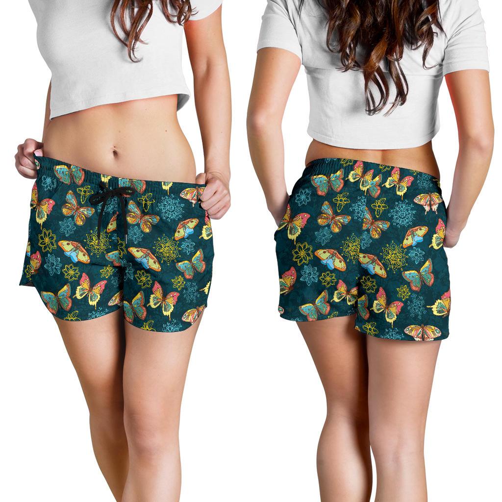 Butterfly Hand Draw Print Pattern Women Shorts-JTAMIGO.COM