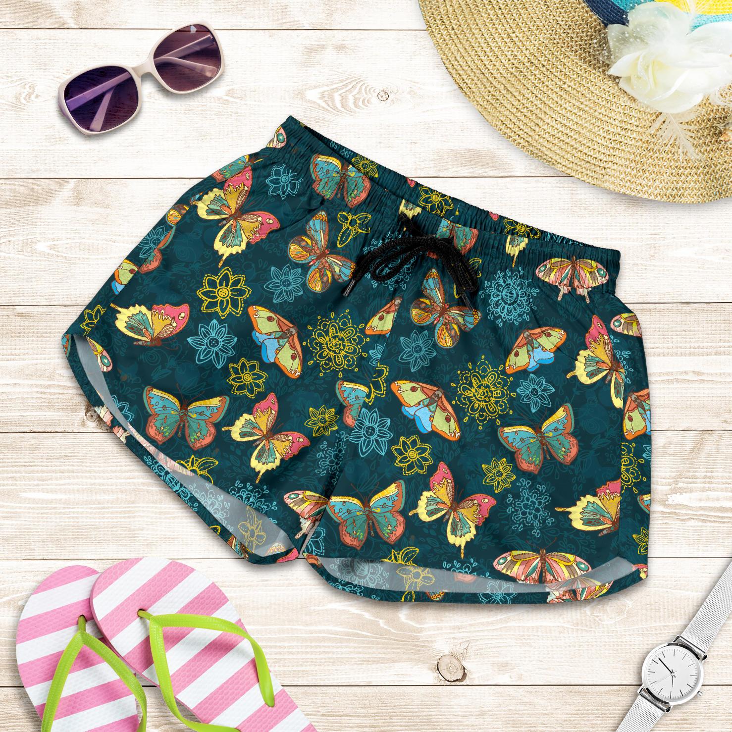 Butterfly Hand Draw Print Pattern Women Shorts-JTAMIGO.COM