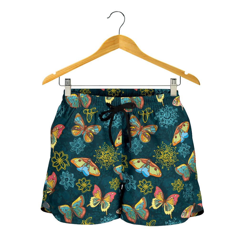 Butterfly Hand Draw Print Pattern Women Shorts-JTAMIGO.COM