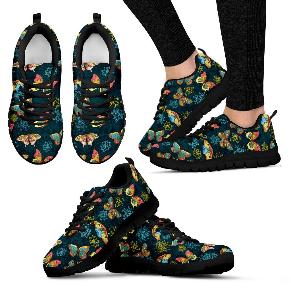 Butterfly Hand Draw Print Pattern Women Sneakers Shoes