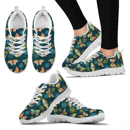 Butterfly Hand Draw Print Pattern Women Sneakers Shoes
