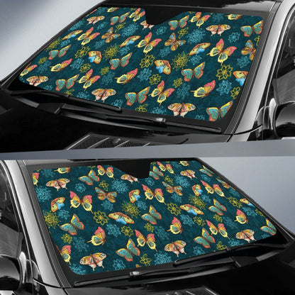 Butterfly Hand Drawn Print Pattern Car Sun Shade For Windshield