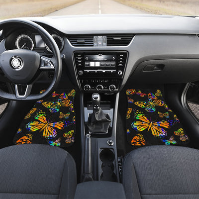 Butterfly Neon Color Print Pattern Car Floor Mats