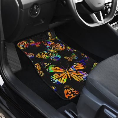 Butterfly Neon Color Print Pattern Car Floor Mats