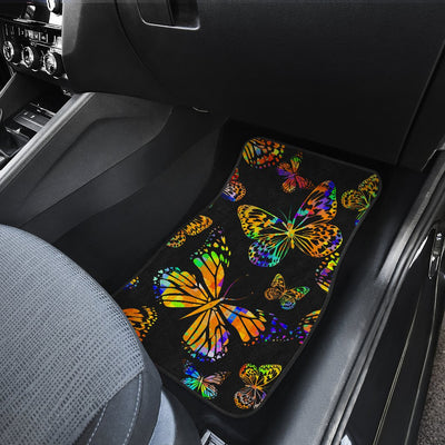 Butterfly Neon Color Print Pattern Car Floor Mats