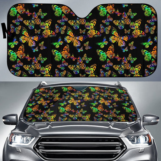 Butterfly Neon Color Print Pattern Car Sun Shade For Windshield