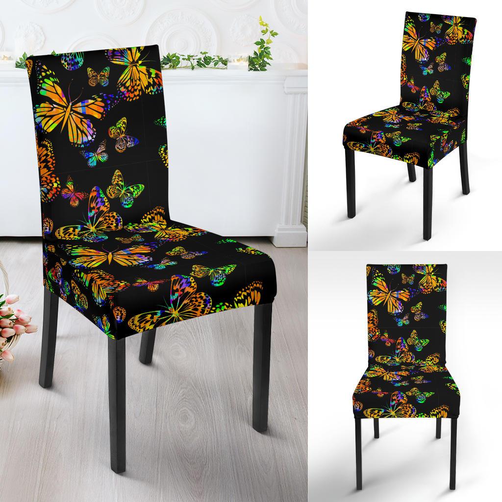Butterfly Neon Color Print Pattern Dinning Chair Slipper-JTAMIGO.COM
