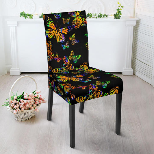 Butterfly Neon Color Print Pattern Dinning Chair Slipper-JTAMIGO.COM