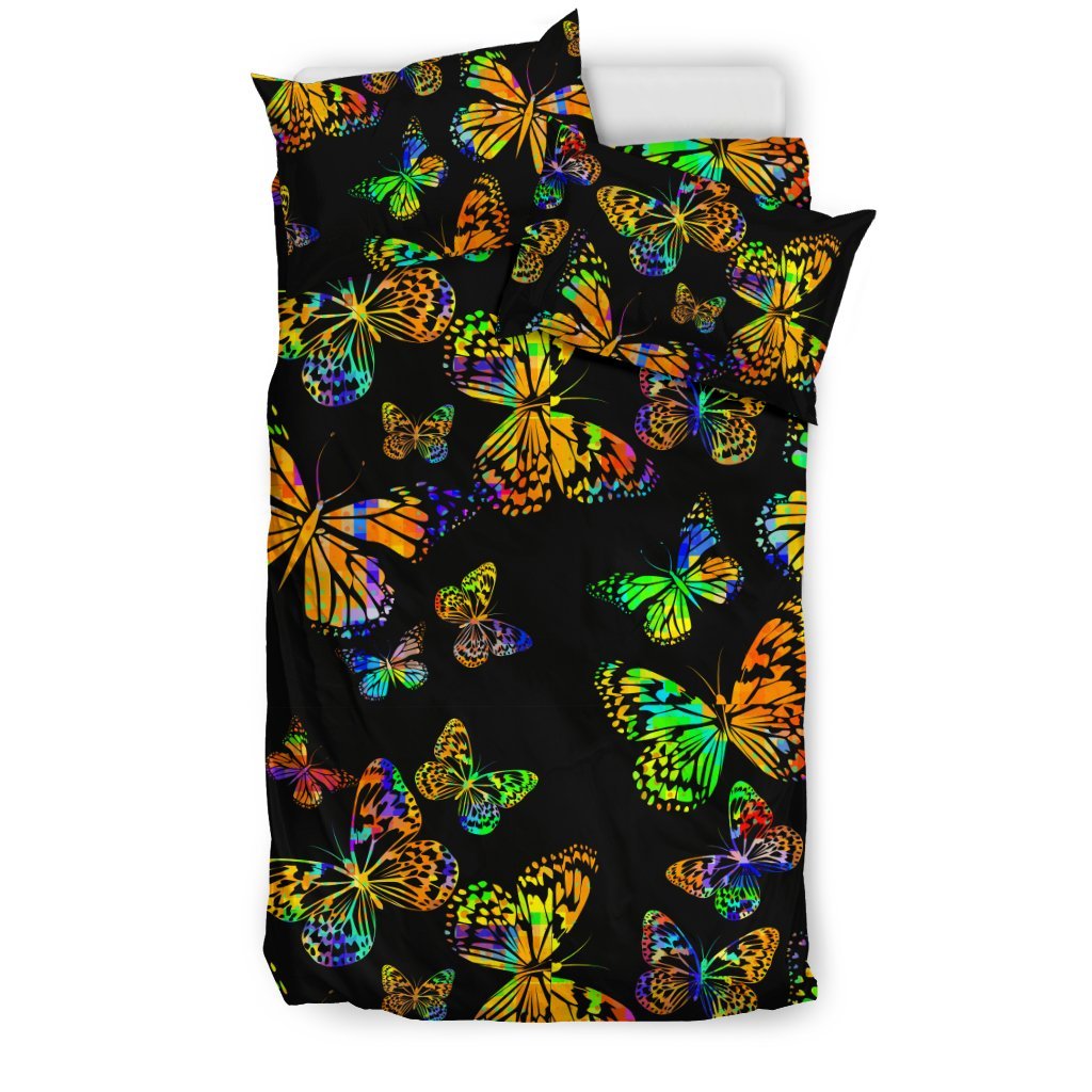 Butterfly Neon Color Print Pattern Duvet Cover Bedding Set