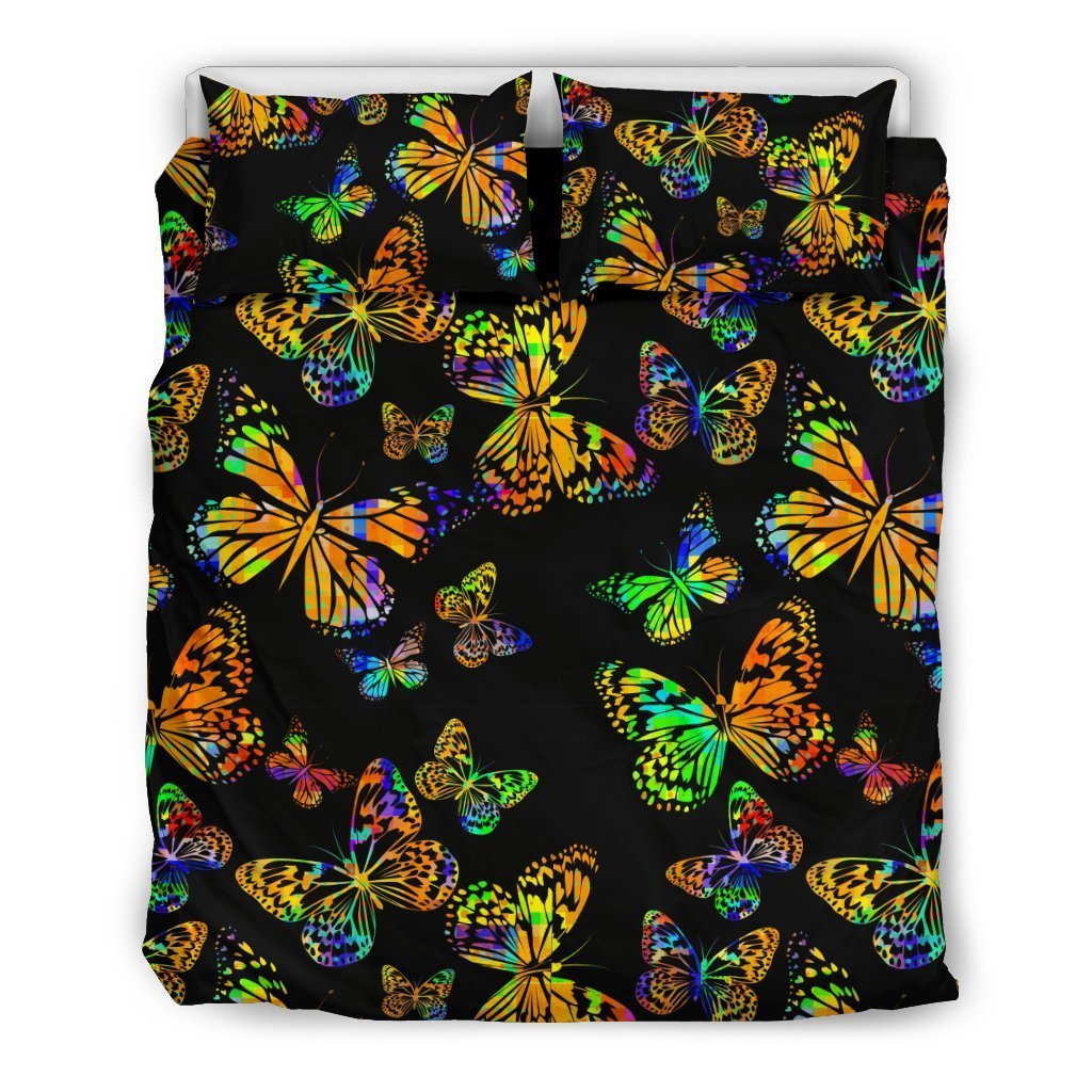 Butterfly Neon Color Print Pattern Duvet Cover Bedding Set