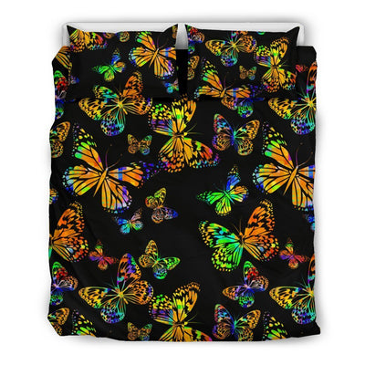 Butterfly Neon Color Print Pattern Duvet Cover Bedding Set