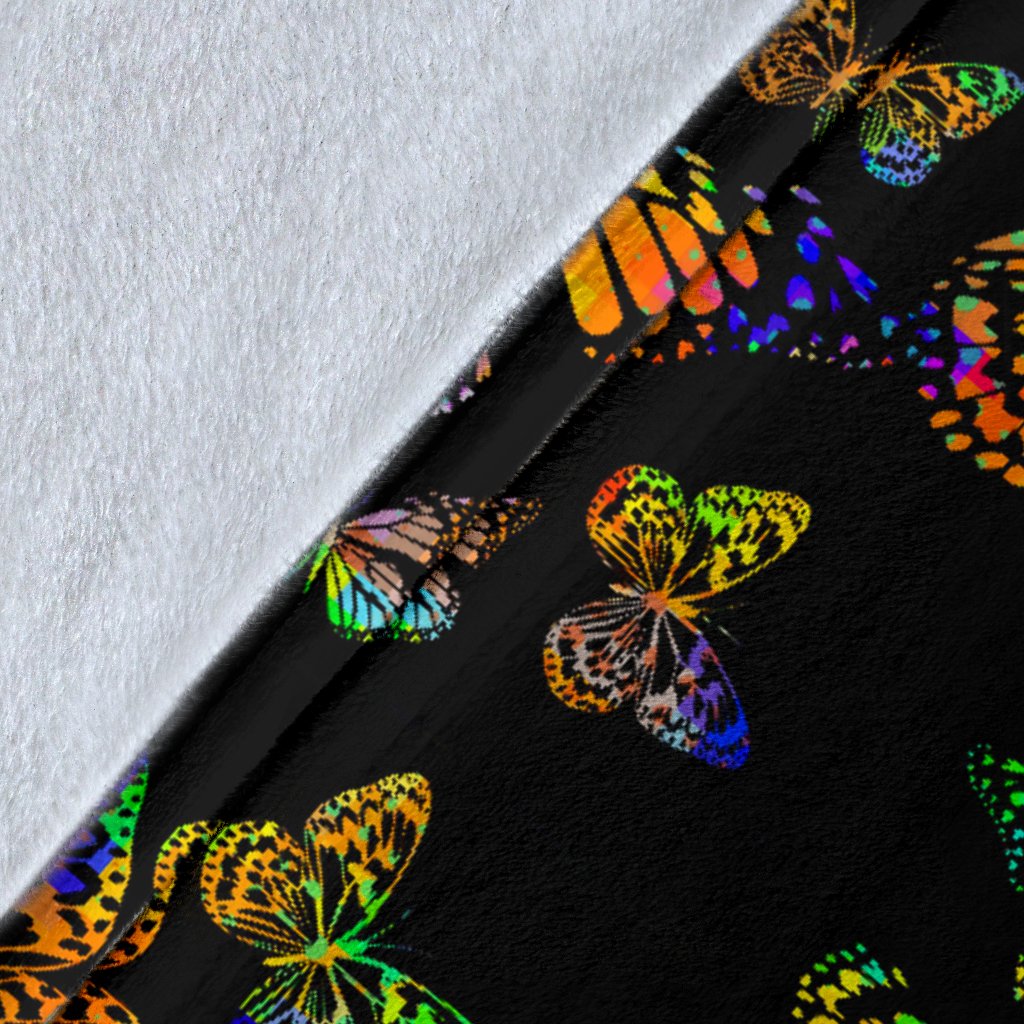 Butterfly Neon Color Print Pattern Fleece Blanket