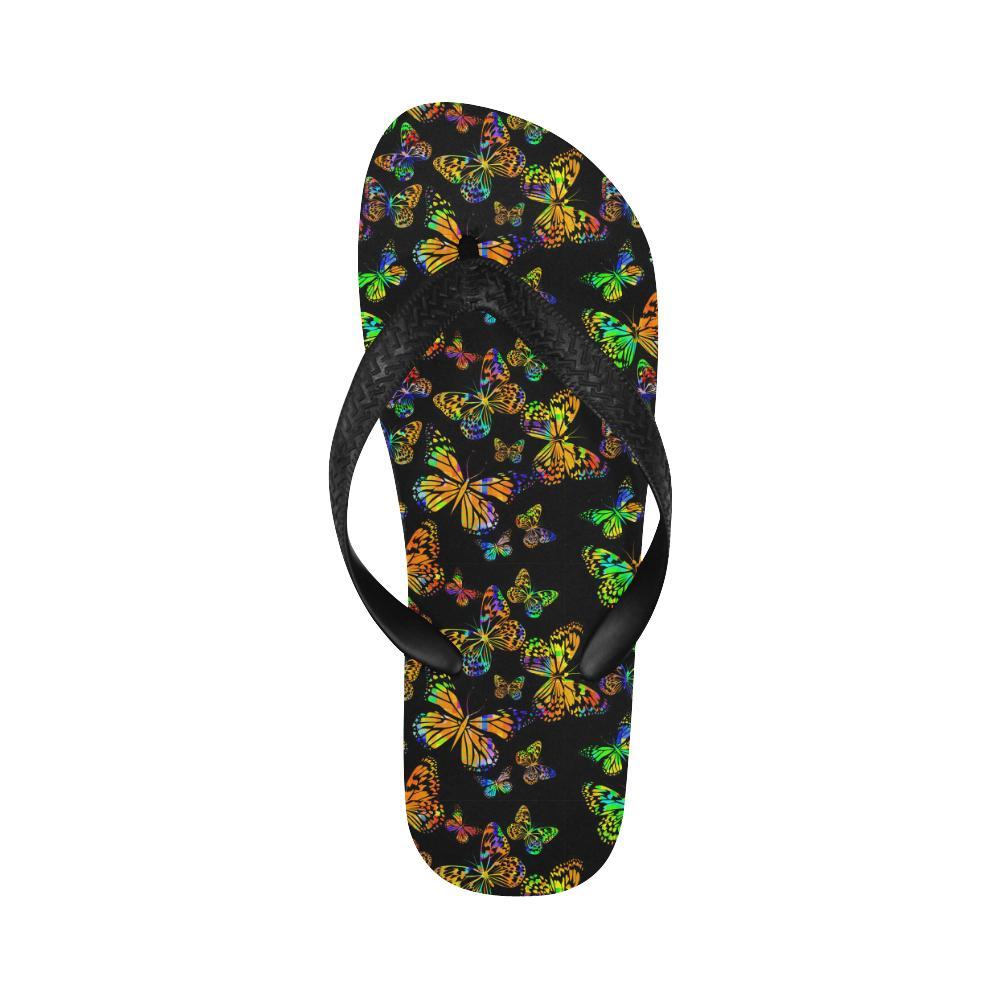 Butterfly Neon Color Print Pattern Flip Flops-JTAMIGO.COM