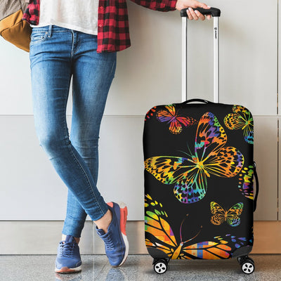 Butterfly Neon Color Print Pattern Luggage Cover Protector