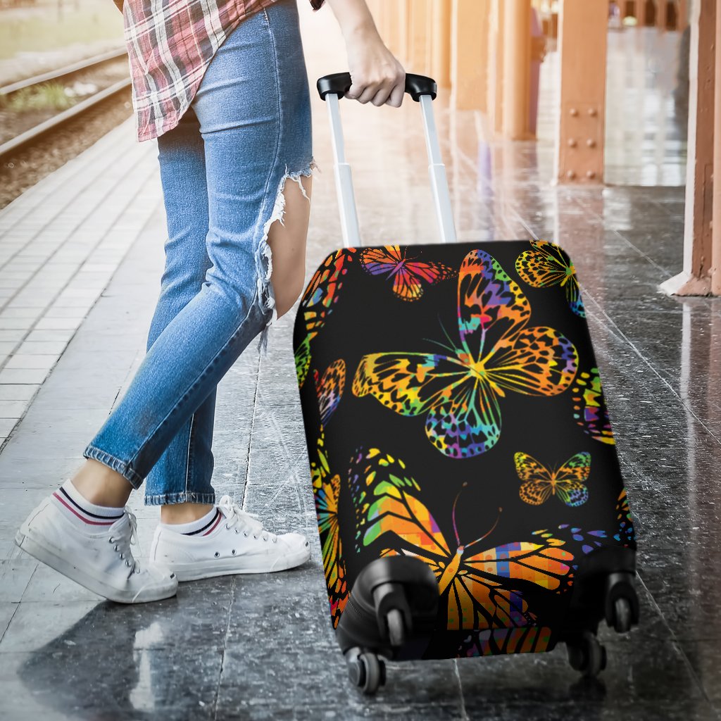 Butterfly Neon Color Print Pattern Luggage Cover Protector