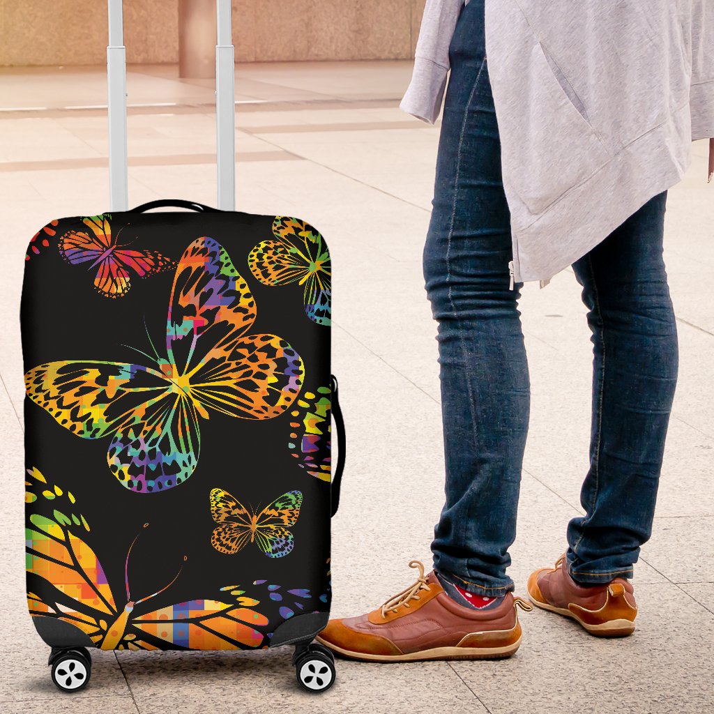 Butterfly Neon Color Print Pattern Luggage Cover Protector